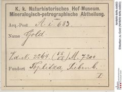 Etiketten zu Gold (NHMW-MIN-Ai683)